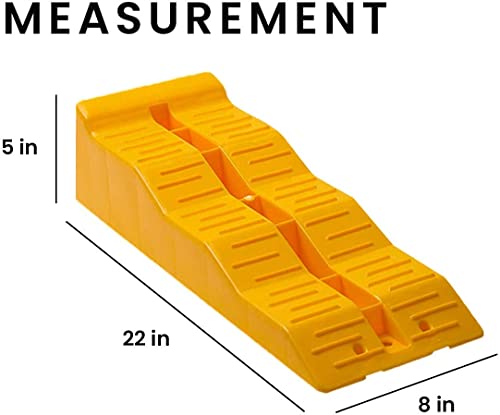 Yellow Leveling Car Ramps – Zento Deals Tri-Leveler, Sturdy Material on Uneven Ground, Universal Fit for Cars Trailer SUV, Stable Ramp/Wheel Chocks Premium Quality - size: 4 sets