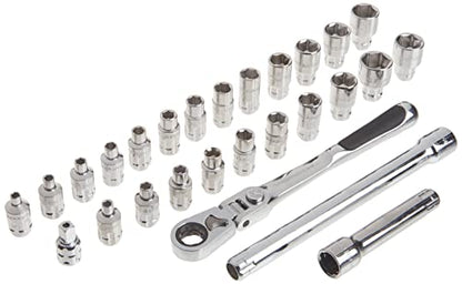 GEARWRENCH 27 Pc. 1/4" Drive 6 Pt. Pass-Thru Mechanics Tool Set, Standard SAE/Metric - 891427