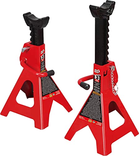 BIG RED TAM43002A Torin Steel Jack Stands: Double Locking, 3 Ton (6,000 lb) Capacity, Red, 1 Pair - size: 3 ton, style: Double Locking Steel