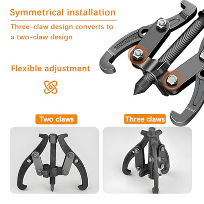 Car 3 Jaw Inner Bearing Puller, 3" Heavy Duty Pilot Gear Extractor Wheel Bearing Pulling Tool with Reversible Jaws, Internal External Gear Pulley Removal Tool for Motorcycle RV SUV - size: 3Inches