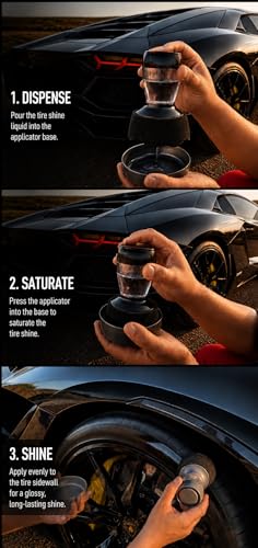 Tire Shine Applicator with Base, Extra Thick Foam Pad, No-Drip Design, Streak-Free Tire Dressing Applicator for Tire Shine and Wheel Care