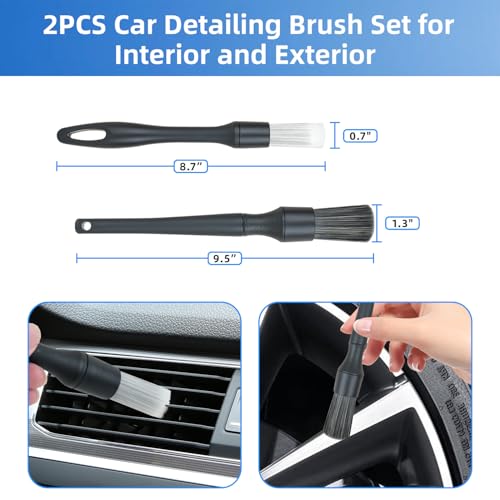 9Pcs Car Wheel Detailing Brush Kit – Scratch-Free Rim & Tire Cleaner Brushes with Tire Shine Pad, Microfiber Towel & Bag – Heavy-Duty Auto Detailing Tools for Cars, Trucks, RVs & Motorcycles