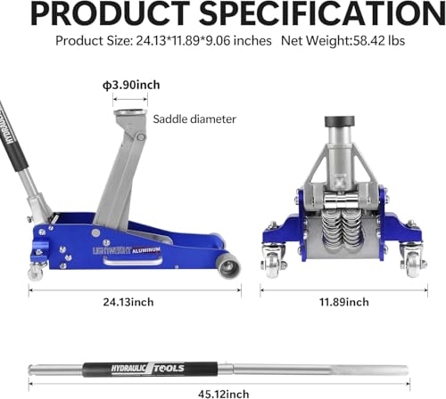 2.5 Ton Low Profile Floor Jack, Heavy Duty Steel Racing Floor Jack with Dual Pistons Quick Lift Pump, Lifting Range 3.7"-18.7", Professional Hydraulic Car Jacks 2.5 Ton/5000 LBS Capacity, Grey - color: Grey - 2.5 Ton(Dual Pump), Lift 3.7"-18.7"