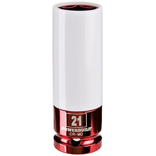 Powerbuilt Thin Wall Socket, Metric Lug Nut, 21mm, 1/2 Inch Drive, Custom Wheels, Rim Saver, Protective Sleeve - 941041 - size: 21mm