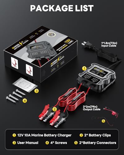 Smart 2 Bank Marine Battery Charger, 10A (5A/Bank), 12V,Waterproof,lifepo4 Lithium Battery Charger Maintainer and Desulfator for AGM, Lithium,Deep-Cycle Batteries Boat Accessories - size: 2 Bank(10A)