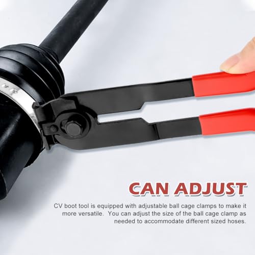 CV Boot Clamp Plier with 10PCS Stainless Steel Boot Clamps, Small and Large Stainless Steel Universal Adjustable Drive Shaft CV Crimp Clamp Collar Pliers for Most Cars