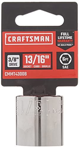 CRAFTSMAN Shallow Socket, SAE, 3/8-Inch Drive, 13/16-Inch, 6-Point (CMMT43008) - size: 13/16"