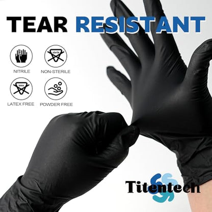 Disposable Nitrile Exam Gloves Black Cooking Gloves Disposable Food Safe 3mil 100PCS/BOX - color: Black 100 Medium