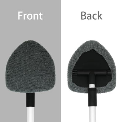 Car Windshield Cleaning Tool,Extendable Handle & 4 Microfiber Pads,Auto Wiper Inside Windshield Brush for Car & Home Windows