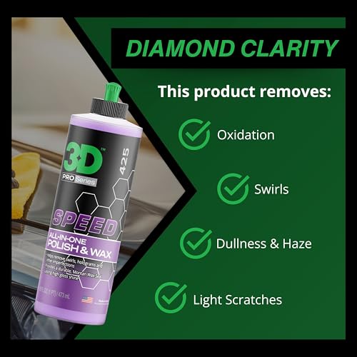 3D Speed All-In-One Polish & Wax – Scratch & Swirl Remover, Clear Coat Safe Paint Sealant – High Gloss Finish, Easy Application – 16oz – Made in USA - size: 16 Fl Oz (Pack of 1)