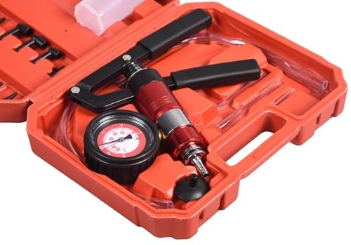 DHA 2 in 1 Brake Bleeder Kit Hand Held Vacuum Pump Pressure Tester Tool, One Man Vacuum and Pressure Pump Tester Brake Fluid Bleeding Kit for Car Motorcycle