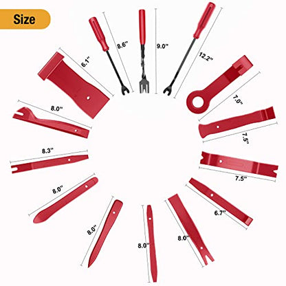 GOOACC 238Pcs Auto Trim Removal Tool and Push Pin Retainer Clip Set | Fastener Terminal Remover Tool Adhesive Cable Clips Panel Remover Kit Car Panel Radio Removal Auto Clip Pliers - color: 120Pcs Clips + 118 Remover Red