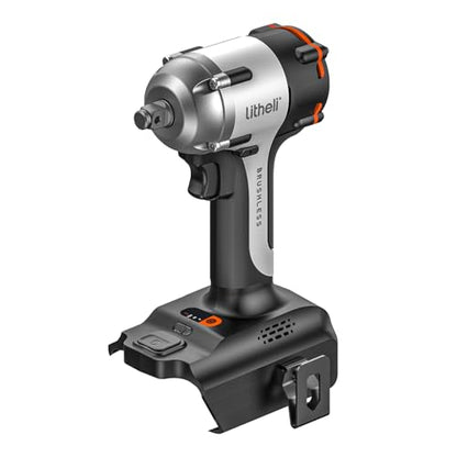 LiTHELi 20V Brushless Impact Wrench 1/2 inch, Max 332Ft-lbs High Torque Impact Gun, 2500RPM Power Impact Tool for Car & Home, Compatible 20V U-Battery (Tool Only, Battery Not Included) - color: Silver Black