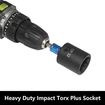 External Torx Plus Socket Set 6 Point EP Socket EP4, EP5, EP6, EP7, EP8, EP10, EP11, EP12, EP14, EP16, EP18, EP20, EP22, EP24 with 1/2'' 3/8'' 1/4'' Dr E-Torx Plus Socket 14pc - size: 14PC