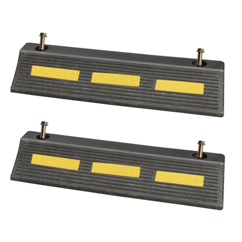 Vacallity 2 Pcs 17"L Heavy Duty Rubber Wheel Stops Parking Stopper for Garage Parking Aid Durable High-Visibility Tire Blocks Parking Aid Gadgets Tire Stops for Cars Trucks RVs with Bolt Installation - size: 3"Height2Pcs