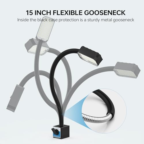 Magnetic Work Light, 1300 Lumens Led Machine Light with Strong Magnetic Base, Flexible Gooseneck Magnetic Lamp for Lathe and Drill Press, 10W 120V