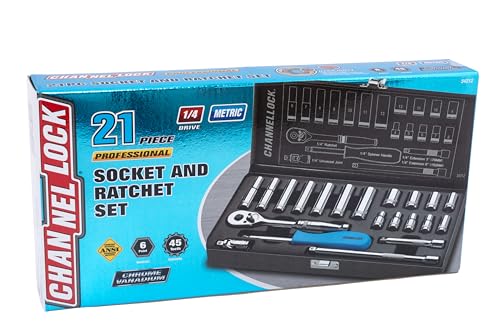 Channellock 34212 1/4" Drive Metric Socket set, 21 Piece - size: 21 Piece Metric - 1/4" Drive