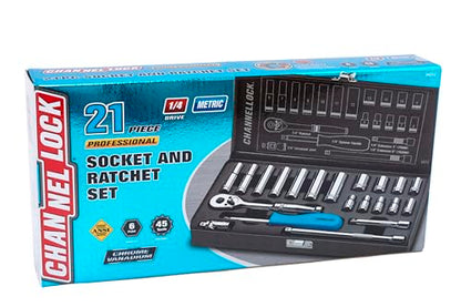 Channellock 34212 1/4" Drive Metric Socket set, 21 Piece - size: 21 Piece Metric - 1/4" Drive