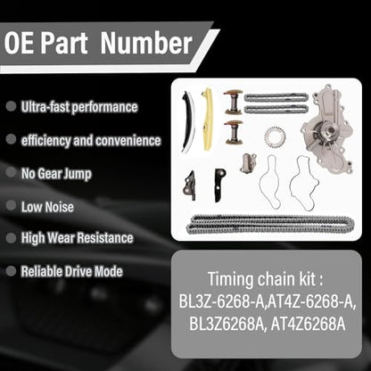 3.5 Timing Chain Kit with Water Pump + Camshaft Holding Tool with Chain Alignment Tool Fit for 2011-2019 Ford Edge/Explorer/Flex/Taurus 3.5L 3.7L V6,Timing Chain Set for 303-1248 BL3Z6268A