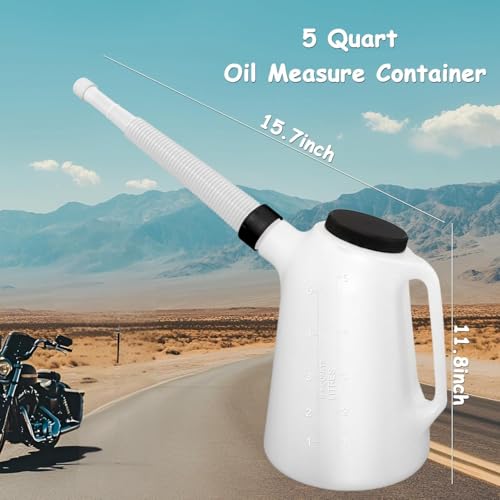 Oil Jug, Oil Measuring Container Automotive and Flexible Oil Funnel Set Oil Dispenser Automotive Motor Oil Container with Lid with Cap (2 Quart) - size: 2 Quart