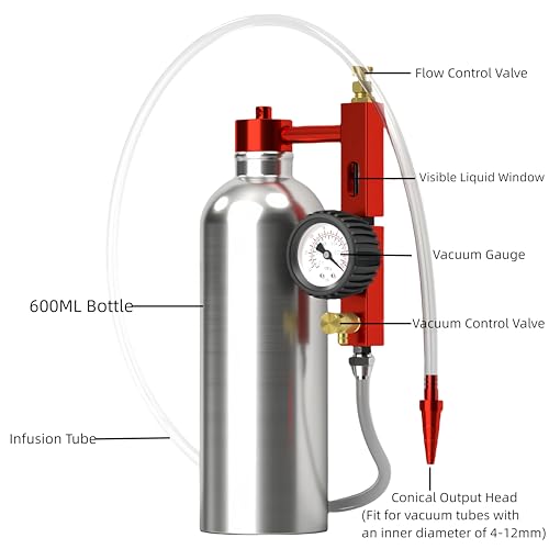 Fuel and Exhaust System Cleaning Tool, Diesel Fuel Injector Cleaner Kit, 600ML Stainless Steel Hanging Bottle Catalytic Cleaner Tool, Three-Way Self-Priming, Adjustable Liquid Flow