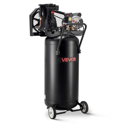 VEVOR 30 Gallons Air Compressor, 2HP 5.3SCFM at 90PSI, Max 125PSI Pressure Oil-Lubricated Air Compressor Tank, Portable on Wheels for Auto Repair,Tire Inflation,Spray Painting,Woodwork Nailing,120V - size: 30-Gallon