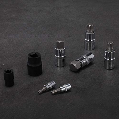 92-Piece Allen and Torx Bit Socket Set, 1/4" 3/8" and 1/2" Drive Tamper Proof Torx/Hex SAE & Metric Bit Set