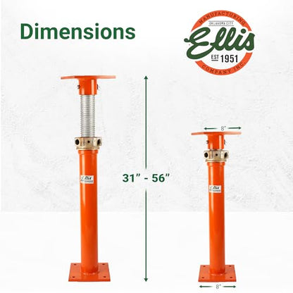 ELLIS Heavy-Duty Adjustable Steel Shore - Basement House Jack for Floor Leveling, Foundation, Beams & Concrete Bracing - 40,000 lb Capacity, 31"-56" Adjustable Support - size: 31" - 56" Adj. Safe Load Capacity (40,000 lb)