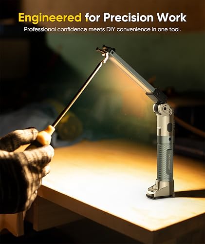 HOTLIGH Magnetic Work Light - 4000mAh Rechargeable Work Light with Hook Design, 1200 Lumens Mechanic Light, 3 Lighting Modes Magnetic Flashlight for Repairing、Emergency，1 Pack - color: Silver