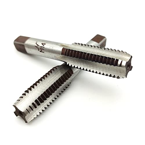 AtticZone M14 x 2.0 Metric Hand Thread Tap, Right Hand, Alloy Tool Steel, 1 Taper Tap, 1 Plug Tap for Metal Working DIY Industrial - size: M14x2.0