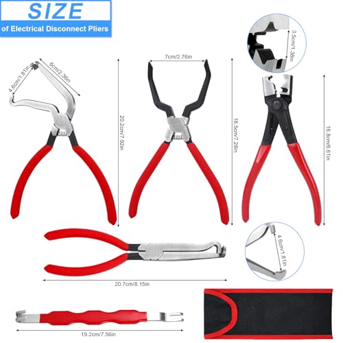 5PCS Electrical Disconnect Pliers for Cars, Hose Clamp Pliers | Automotive Electrical Disconnect Pliers, Connector Removal Tools for Fuel Line/MAF Sensor/Electrical Terminals/Lgnition Coil