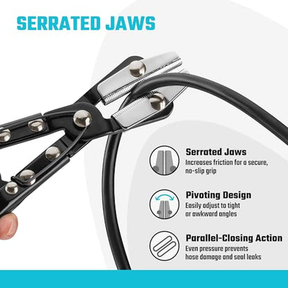 DURATECH Ratcheting Hose Pinch off Pliers, 3-Piece Set, 8", 10", 12" | Locking Design, For Coolant, Fuel Lines, Radiator, No-Spill, Leak-Proof Design, With Storage Bag