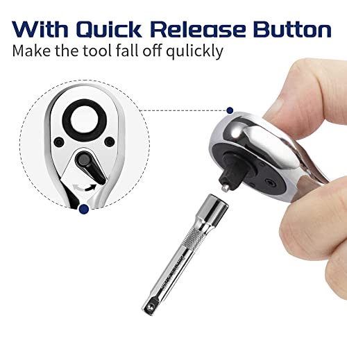 1/2-Inch Drive Ratchet Wrench, 1/2 Ratchet Wrench Long Handle, Socket Wrench, 72-Tooth Quick-release Reversible Cr-Mo Head, Chrome Steel Made - 20''51cm - size: 1/2" Standard Ratchet - 20 inch