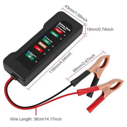 12V Car Battery Tester and Alternator Tester 12 Volt Automotive Battery Analyzer, Charging System Checker with LED Indicator for Cars, Trucks