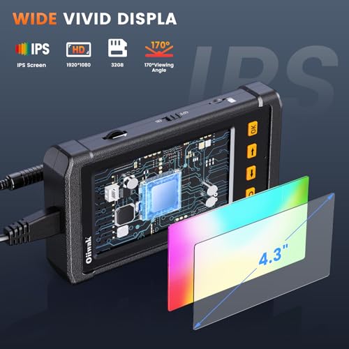 50FT Endoscope Camera with Light, Oiiwak Snake Borescope Endoscope Inspection Camera for Pipe Sewer Drain Plumbing Inspection 1080P HD 4.3" IPS Screen IP67 Waterproof - style: Singlel Lens-8.5mm
