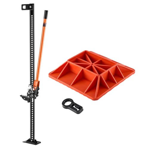 VEVOR Farm Jack with Base, 60" Utility High Lift Farm Jack, 3.18 Ton (7,000 lbs) Capacity Ratcheting Off Road Utility Jacks, Heavy-Duty Lift Jacks with 5.12"-54.33" Lifting Range for Tractor,Truck,SUV - size: 60 inch with Base