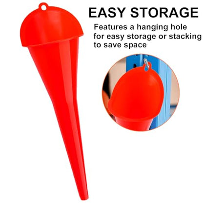3-Pack Long-Neck Oil Funnels, 11" Multi-Purpose Funnels for Automotive & Motorcycle Use – Reusable Funnel for Oil, Gas & Transmission Fluid (Red) - color: Red