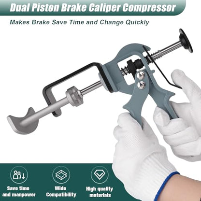 Dual Piston Brake Caliper Compressor, Heavy Duty Brake Caliper Tool, Premium Brake Pad Spreader Caliper Reset Tool for Most Cars, Light Trucks & Automotive Brake Systems