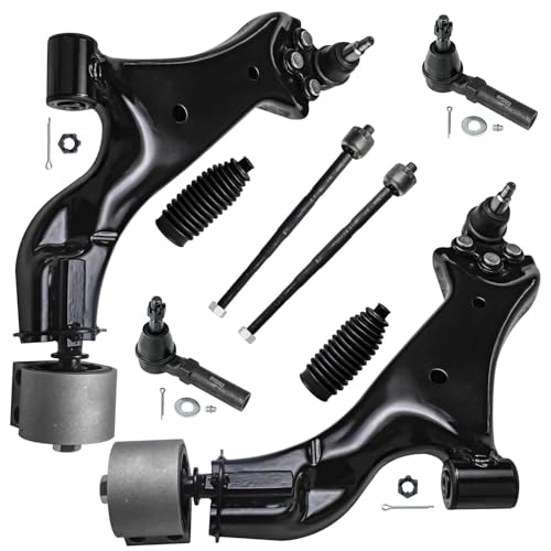 Detroit Axle - Front 8pc Suspension Kit for 2010-2017 Chevrolet Equinox GMC Terrain 2.4L, 2 Control Arms 4 Inner Outer Tie Rods 2 Boots 2011 2012 2013 2014 2015 2016 Replacement - size: 8CS48204/8PC