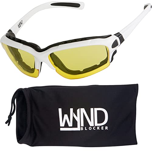 Motorcycle Riding Glasses Extreme Sports Wrap Sunglasses - color: White | Yellow Night Driving