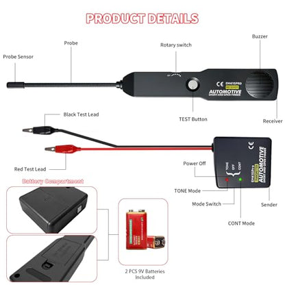 Automotive Wire Tracer Electrical with Battery, FIRSTOOL EM415Pro Automotive Short & Open Finder Circuit Tester,DC 6-42V Fault Probe Cable Tracer,Circuit Breaker Finder for Car, Boat, Trailer etc - style: With Battery