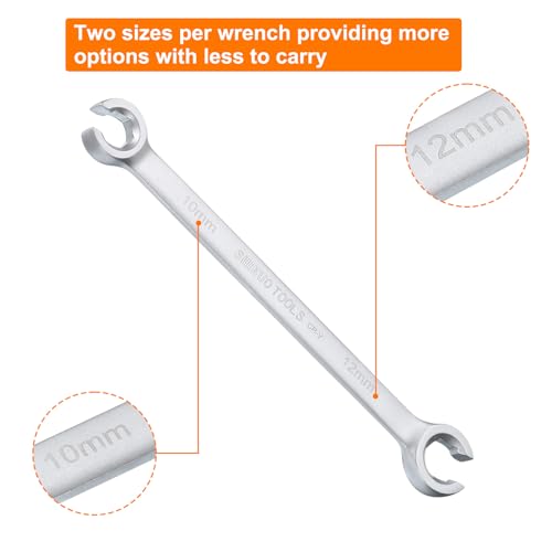 HARFINGTON Flare Nut Wrench 10mm x 12mm CR-V Nickel Plating Wrench for DIY Automotive Repairs and Household Maintenance - size: 10mm x 12mm