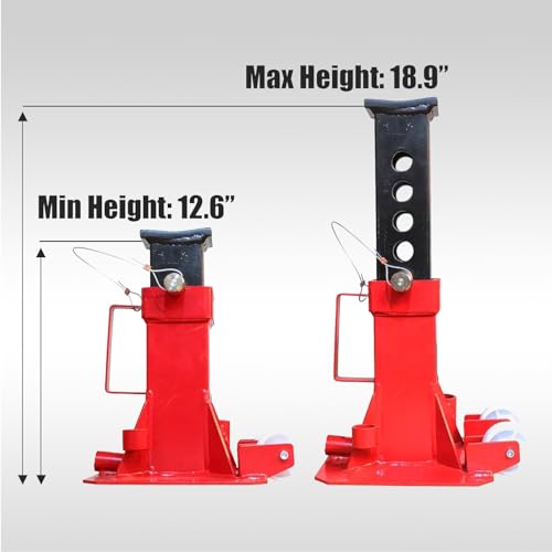 Big RED Torin 12 Ton Heavy Duty Jack Stands: Pin Style Jack Stand with 2 Casters and Handle, Easily Portable Car Stand for Cars, SUVs, Truck and Pick Ups - Red - size: 12 ton caster