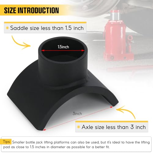 PTNHZ Steel Bottle Style Jack Adapter Lifting Axle Saddle for 3 inch Tube Black - size: 3"