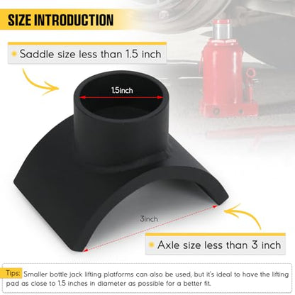 PTNHZ Steel Bottle Style Jack Adapter Lifting Axle Saddle for 3 inch Tube Black - size: 3"