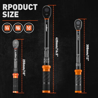 3Pack Torque Wrench Set, 1/4", 3/8", 1/2" Drive Click Torque Wrench Extra with Extension Bars & Adapters, Dual-Direction Adjustable Precision Torque Wrenches for Car, Motorcycle, Bike DIY Maintenance - size: 20-240 in.lb & 5–45 ft-lb & 10–170 ft-lb, style