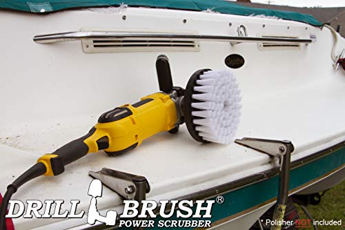 Carpet Cleaner Scrub Brush for Polisher - 7 Inch Soft White Drillbrush with 5/8 x 11 Threaded Hub for Rotary Polisher Machine - Large Car Buffer Brush - Large Carpet Scrubber - Drill Adapter Included - color: White