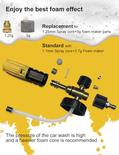 BOSEA Foam Cannon for Pressure Washer - 4000PSI Adjustable Car Soap Dispenser for Pressure Washer - Heavy Duty Foam Sprayer with M22 and 1/4" Quick Connector, 1L Bottle - size: Foam Canon