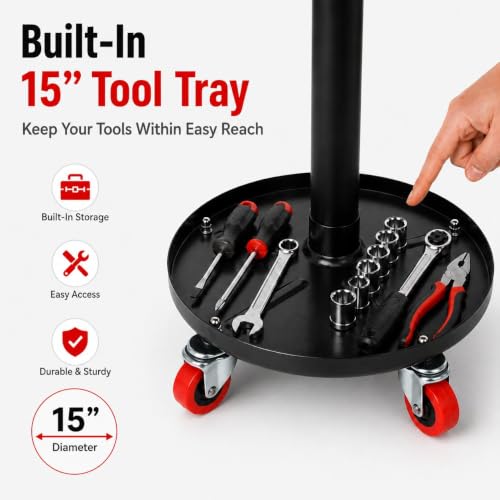 PowerSmart 330 lbs Capacity Pneumatic Roller Seat with Wheels, Adjustable Rolling Mechanic Stool with Tool Tray, Hydraulic Garage Shop Stool, Swivel Creeper Seat for Automotive Repair - size: Medium