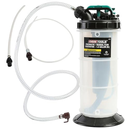 OEMTOOLS Pneumatic/Manual Fluid Extractor, 6L Oil Extractor Pump, 5ft Hose - size: 6.0 Liter